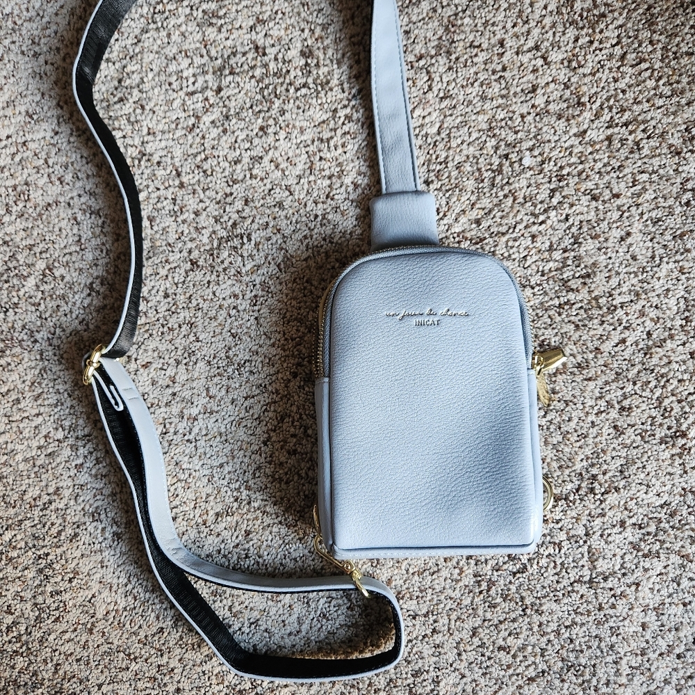 Leather Sling Bag in Grey